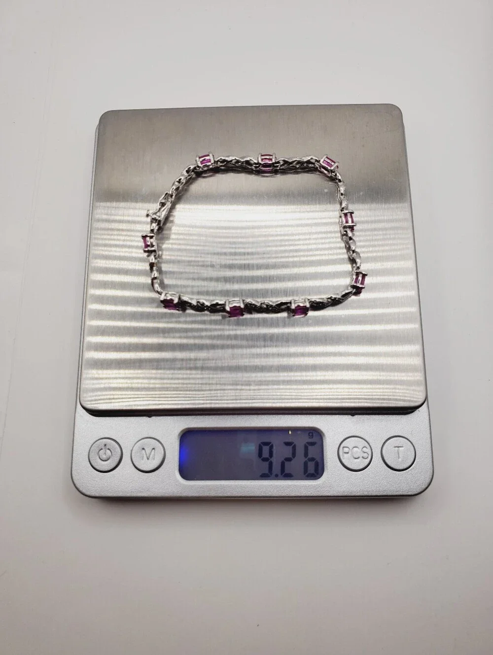 4 Carat Pink Sapphire & Diamond Accent Twist Tennis Bracelet - 925 Silver